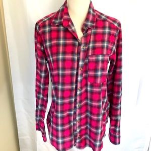 Hollister red plaid button shirt M